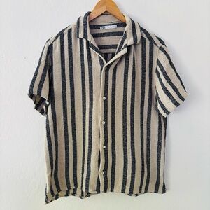 Zara Men’s Medium Casual Striped Button Down Shirt